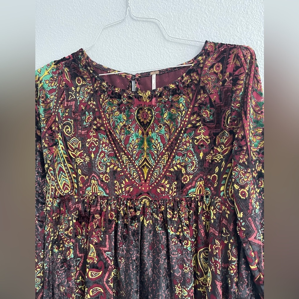 Free People Mirror Mirror Velvet Burnout Mini Dress Size Small - Picture 5 of 13